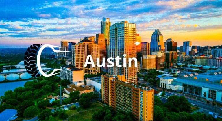 Foto de la ciudad de Austin a lo lejos. ¿buscas una llantera en Austin?