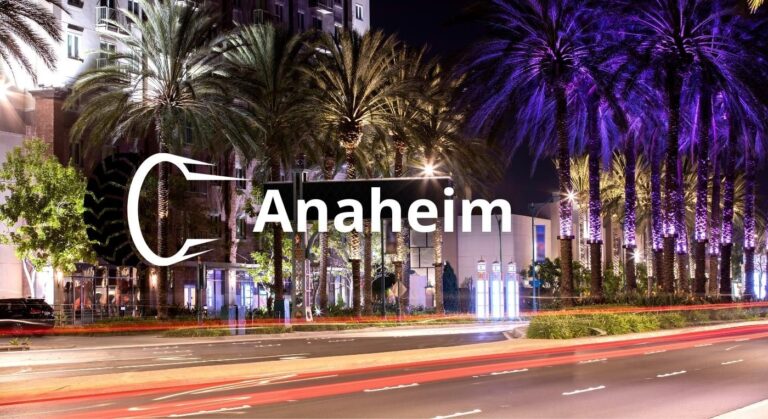 Foto de la ciudad de Anaheim a lo lejos. ¿buscas una llantera en Anaheim?