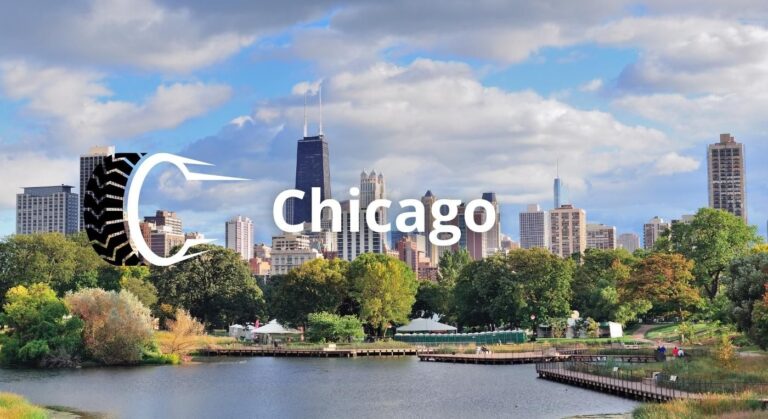 Foto de la ciudad de Chicago a lo lejos. ¿buscas una llantera en Chicago?