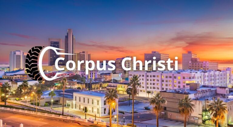 Foto de la ciudad de Corpus Christi a lo lejos. ¿buscas una llantera en Corpus Christi?