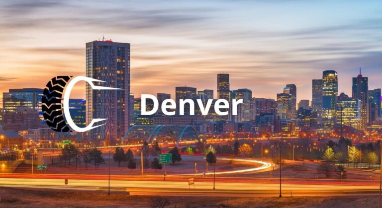 Foto de la ciudad de Denver a lo lejos. ¿buscas una llantera en Denver?