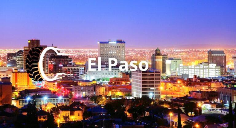 Foto de la ciudad de El Paso a lo lejos. ¿buscas una llantera en El Paso?