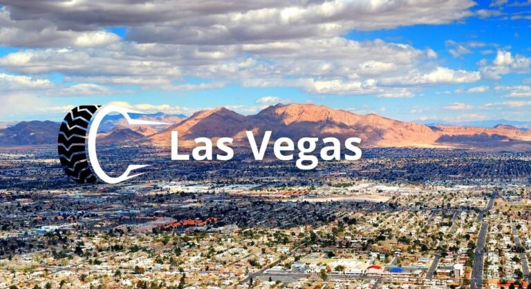 Foto de la ciudad de Las Vegas a lo lejos. ¿buscas una llantera en Las Vegas?