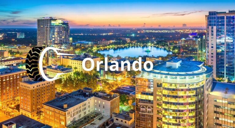 Foto de la ciudad de Orlando a lo lejos. ¿buscas una llantera en Orlando?